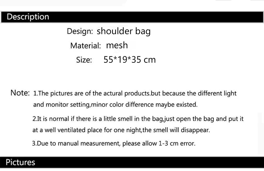 Portable Mesh Beach Shoulder Bag– Women's Summer Travel & Makeup Organizer Bag