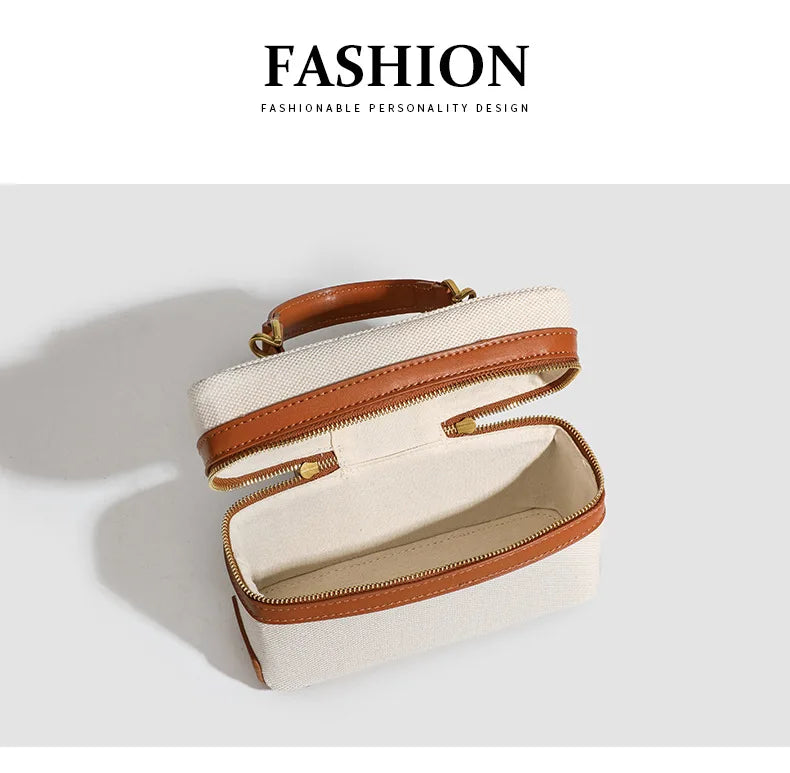 Fashion Box Canvas HandBag – Small Designer Shoulder Purse for Women, Spring & Summer Casual Style