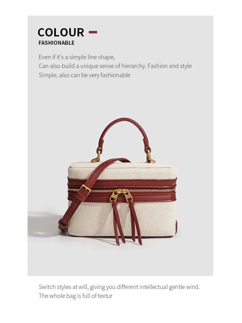 Fashion Box Canvas HandBag – Small Designer Shoulder Purse for Women, Spring & Summer Casual Style