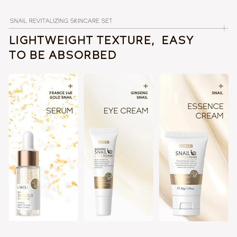 LAIKOU Skincare Set – Face Cream, Serum & Eye Cream for Deep Hydration & Anti-Aging