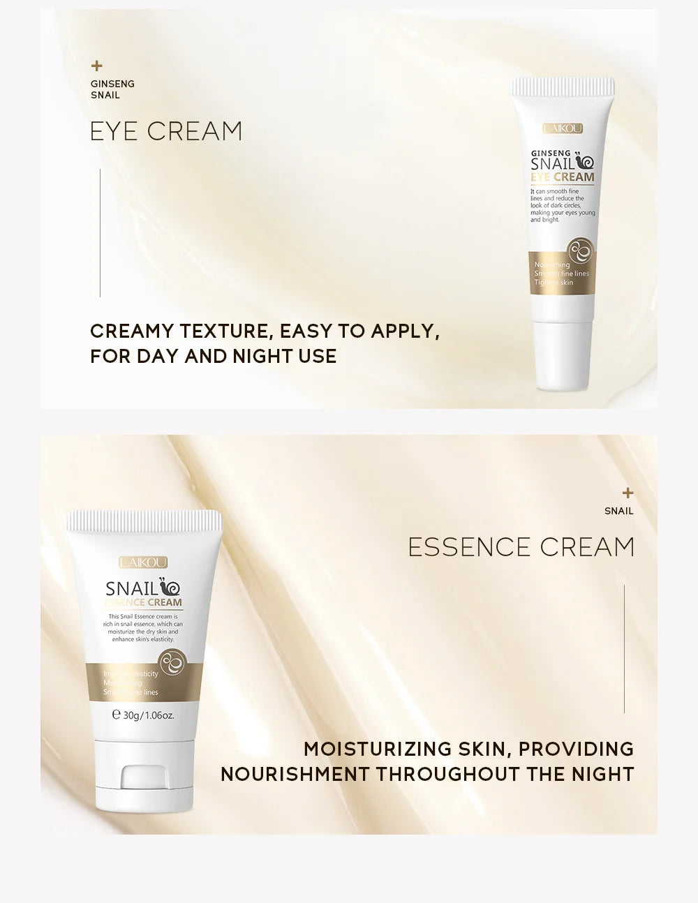 LAIKOU Skincare Set – Face Cream, Serum & Eye Cream for Deep Hydration & Anti-Aging