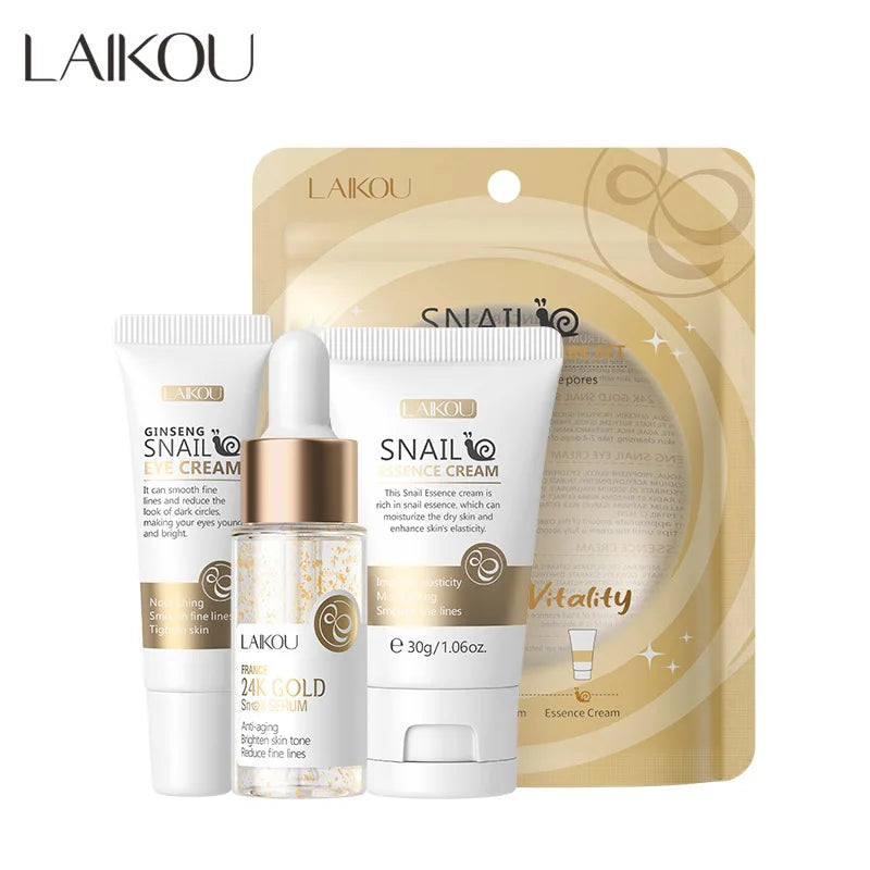 LAIKOU Skincare Set – Face Cream, Serum & Eye Cream for Deep Hydration & Anti-Aging