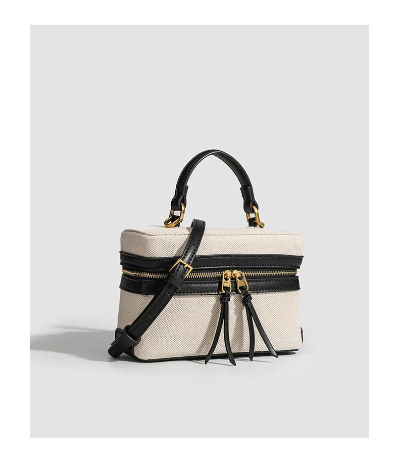 Fashion Box Canvas HandBag – Small Designer Shoulder Purse for Women, Spring & Summer Casual Style