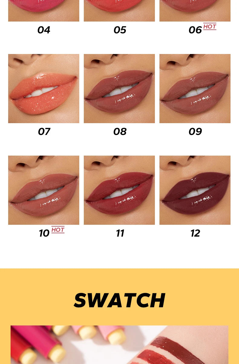 Beauty Glazed 12 Color Shimmering Juicy Lipstick,Shining Lip Plump,Moisturizing Nourishing Women Lip Makeup.Girl's Gift