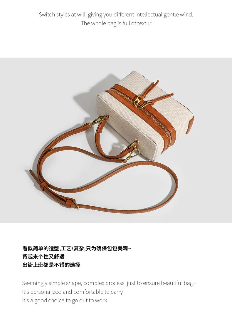 Fashion Box Canvas HandBag – Small Designer Shoulder Purse for Women, Spring & Summer Casual Style