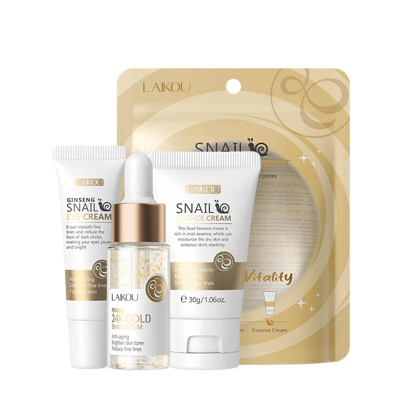 LAIKOU Skincare Set – Face Cream, Serum & Eye Cream for Deep Hydration & Anti-Aging