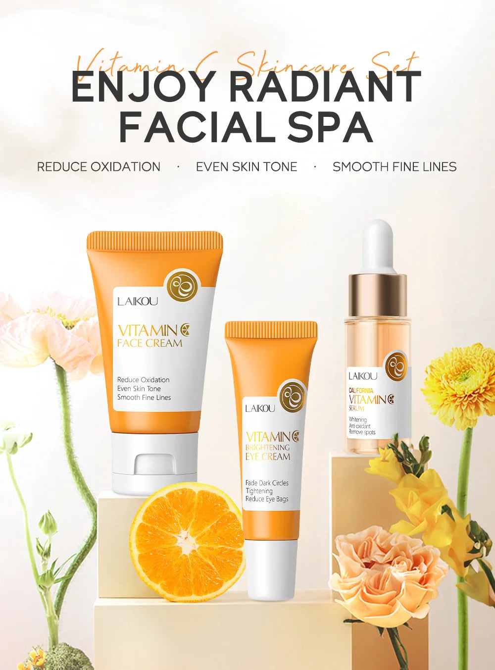 LAIKOU Skincare Set – Face Cream, Serum & Eye Cream for Deep Hydration & Anti-Aging