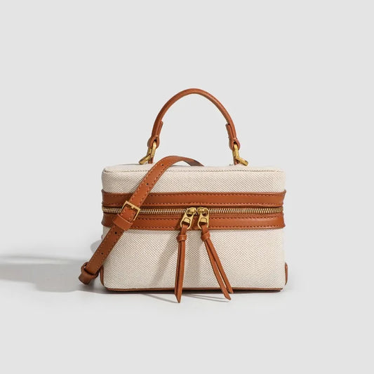 Fashion Box Canvas HandBag – Small Designer Shoulder Purse for Women, Spring & Summer Casual Style
